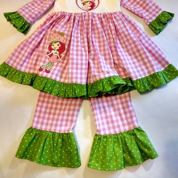 Strawberry Shortcake Ruffled Pants Set & Matching Hairbow - Picture 2 of 9